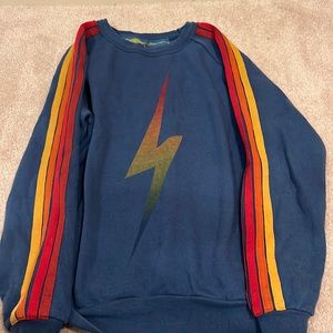AVIATOR NATION blue lighting bolt sweatshirt.